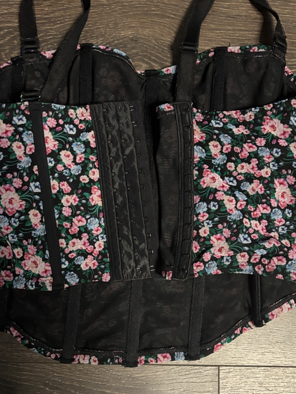 Torrid Corset Top with Pink & Green Floral - Picture 3 of 6